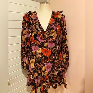Anthropologie Pilcro Brand Corduroy Floral Dress, Size Medium